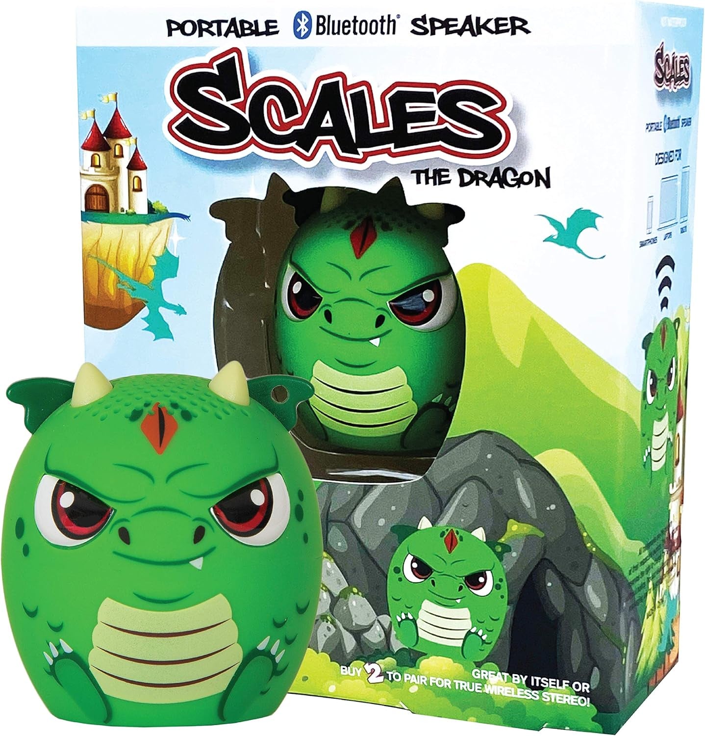 Mini Bluetooth Animal Wireless Speaker for Kids of All Ages - True Wireless Stereo – Pair with Another TWS Pet for Powerful Rich Room-Filling Sound (Scales-Dragon)